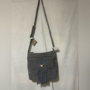 Gray Fringe Crossbody Bag
